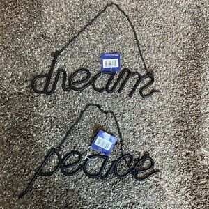 Garden Gate Designs Word Wall Hangings “dream” & “peace” NWT